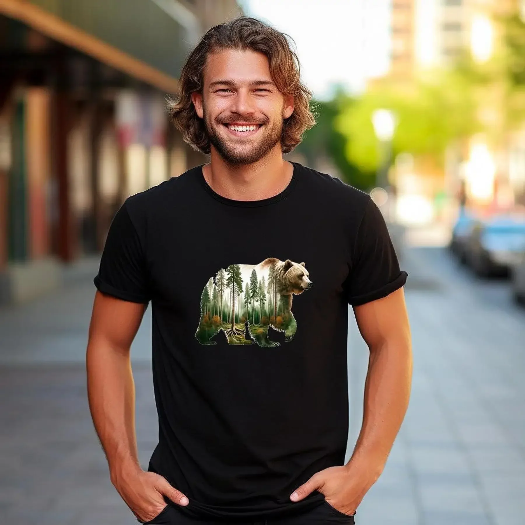 Forest Bear T Shirt Tshirt Graphic T s 100 Cotton Multiple Colors Available