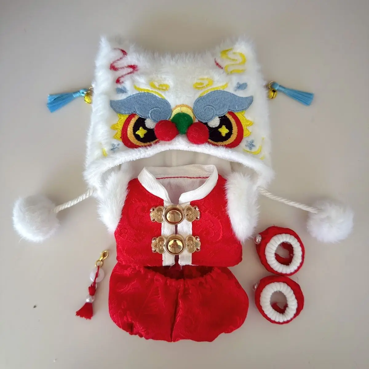 

For 15/17cm Labubu Doll Clothes New Year's Greeting Costume Dolls Accessories Sitting Party Changing Dress Game DIY Toys