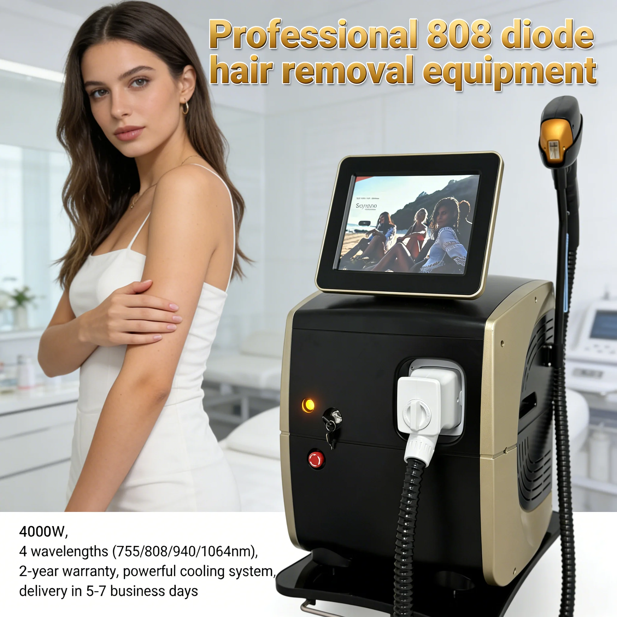 

Лазерный диодный аппарат для перманентного удаления волос с 4 длинами волн, быстрое и безболезненное удаление волос, проникновение в фолликулы, омоложение кожи, 4000 Вт, CE