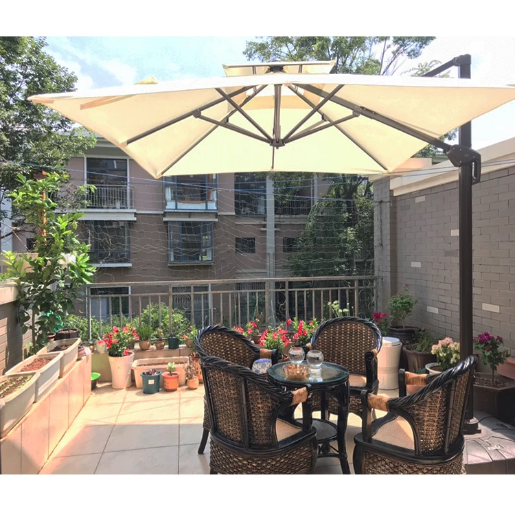 3m 10ft Rectangular Nordic Cantilever Umbrella Waterproof 240g Polyester Aluminum Outdoor Garden Parasol