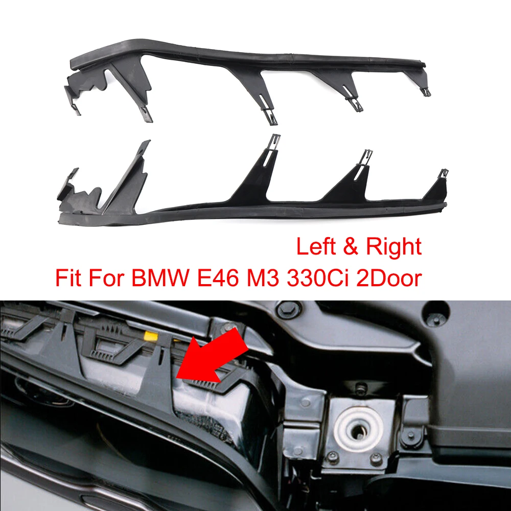 Left and Right Car Front Upper Headlight Trims Sealing Cover Gasket for BMW E46 2 Door M3 330Ci 63128384489 63128384490