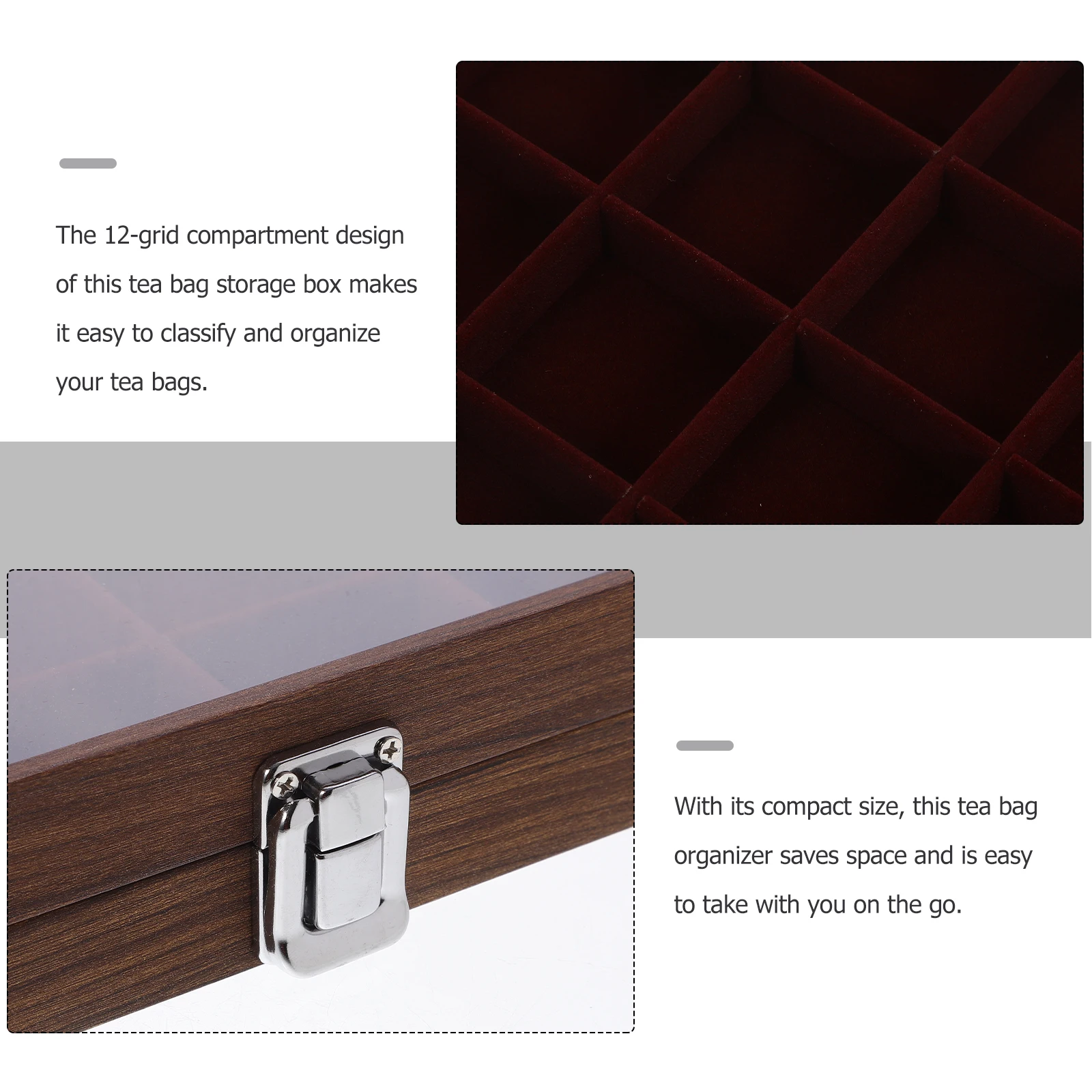 

24 Grids Tea Bag Storage Box Transparent Glass Compartment Organizer Household Teabag Holder Coffee Station Organizer