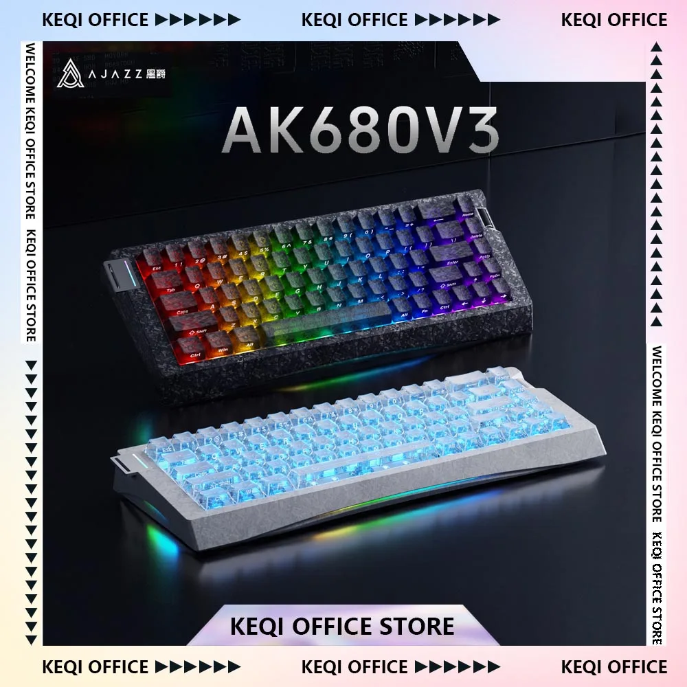 AJAZZ AK680 V3 Magnetic Axis Mechanical Keyboard Wired Hot Swapping Carbon Fiber Game E-sports Keyboard Customization PC Gifts