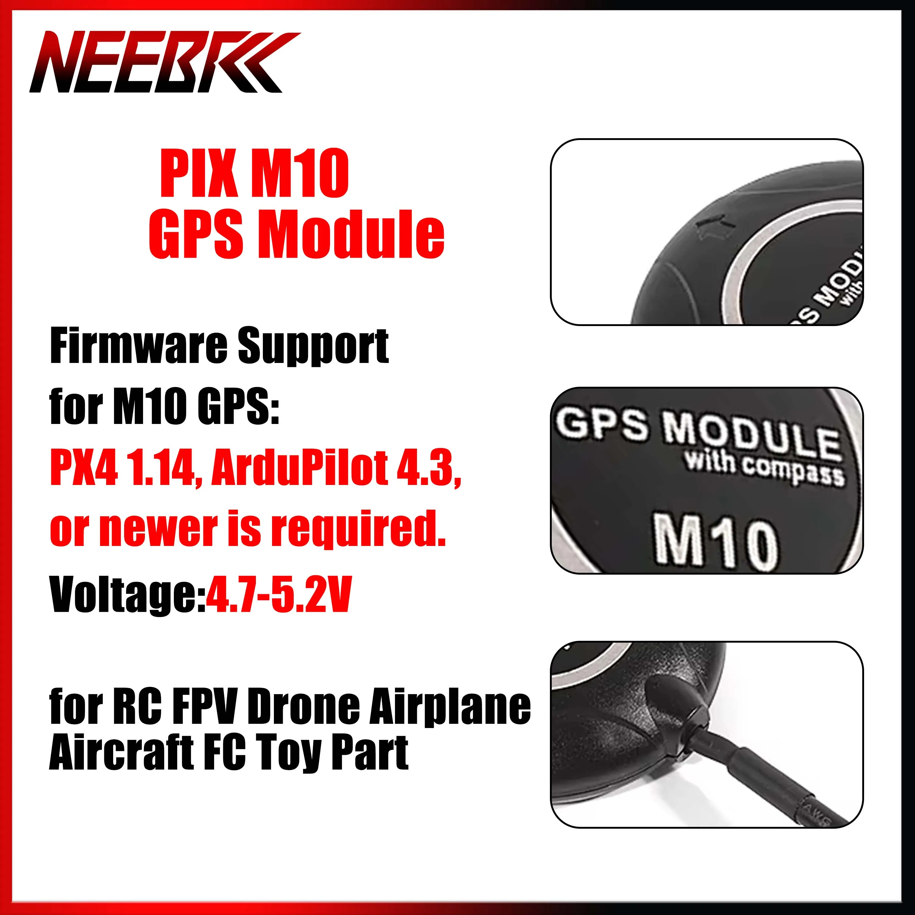 GPS PIX M10 Module IST8310 Compass 4.7-5.2V GNSS for RC Model FPV Racing Drone Airplane Aircraft FC Flight Controller Toy Part