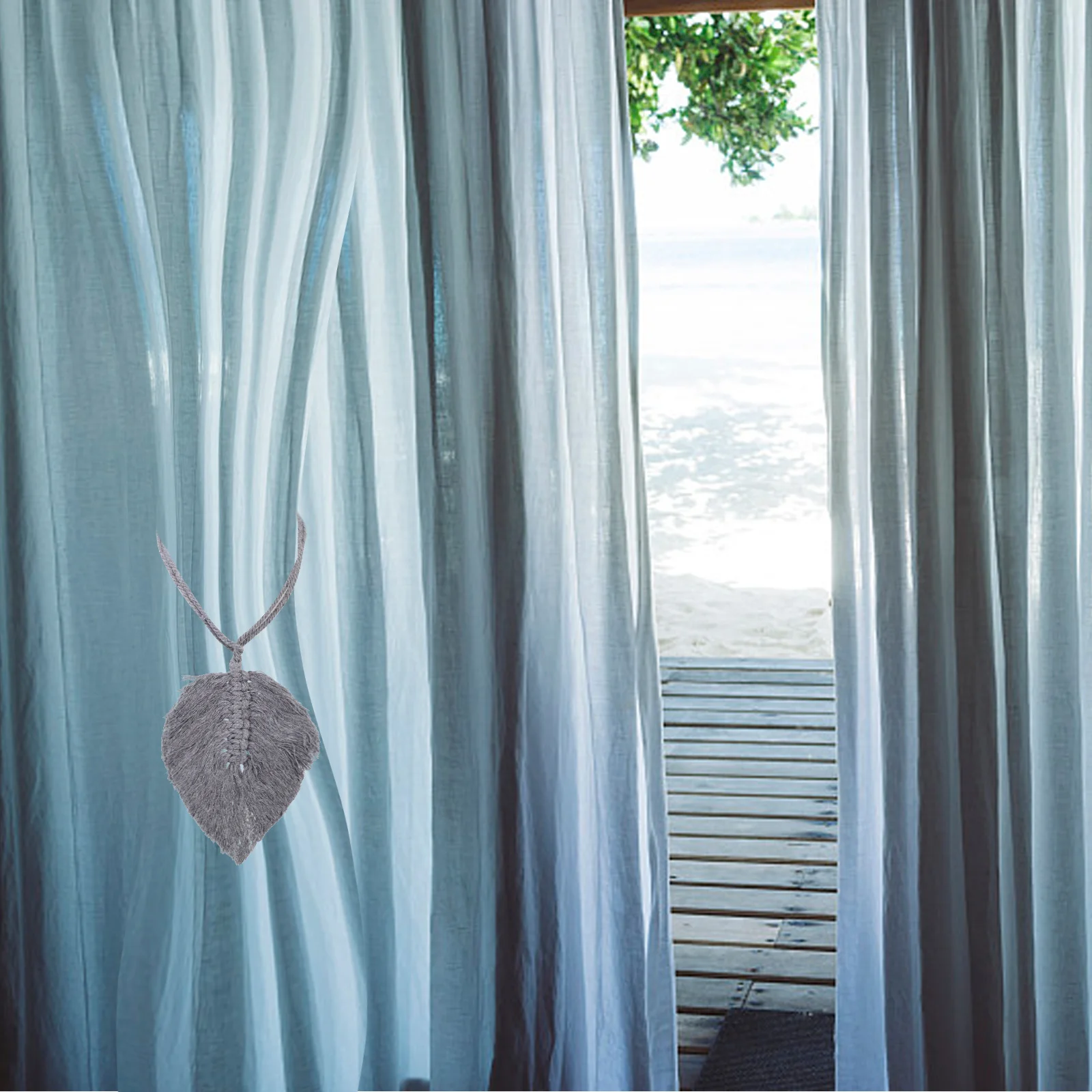 2 قطعة حساسة البوهيمي الحياكة رباط للستائر أنيقة الاستخدام المنزلي ملحق للنوافذ أبواب جدار المنزل استخدام الستار المثبت #3