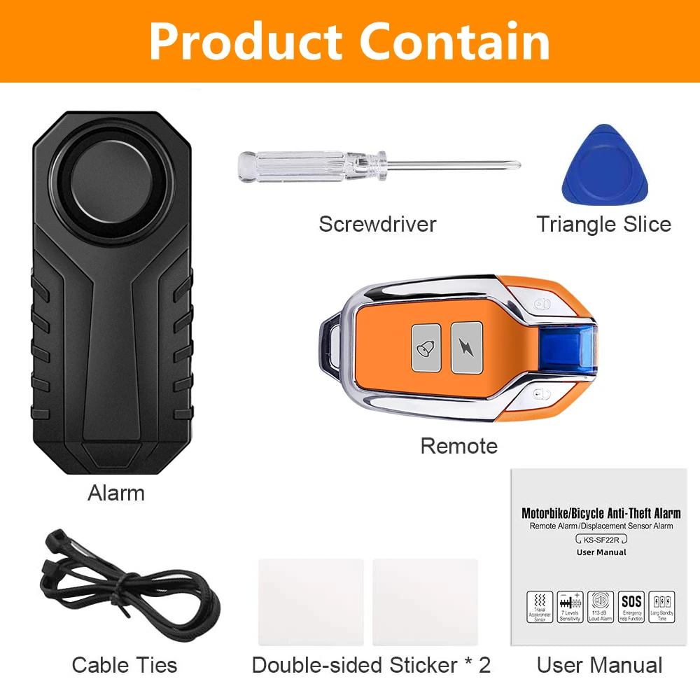 ELECTOP Bicycle Alarm Anti-Theft Waterproof Wireless Bike Motorcycle Vibration Alarm Security Protection Set With Remote Control