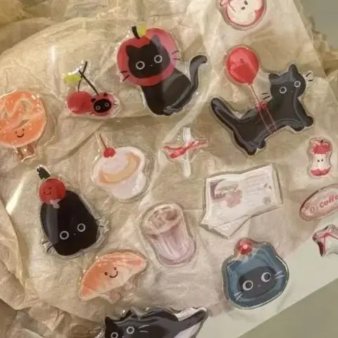 1 Sheet 3D Epoxy Resin Transparent Decals INS Cute Black Cat Cartoon Jelly Relief Sticker DIY Phone Cases Laptop Tablet Decor