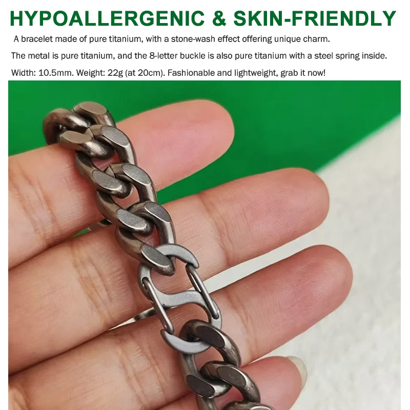 남성용 티타늄 팔찌, 스톤워시드 티타늄 쿠반 체인 팔찌 - Body Jewelry Titanium 리뷰 및 가격
