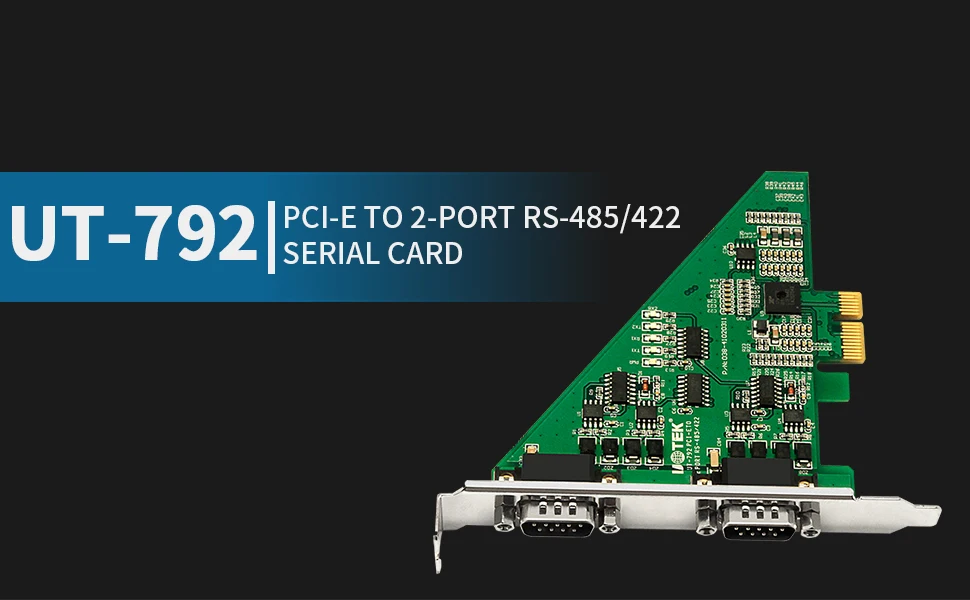 UOTEK 2-portowy szybki konwerter PCI-E PCI Express na RS-485 RS-422 Karta szeregowego portu DB9 RS485 RS422 Złącze Com PCIE UT-792