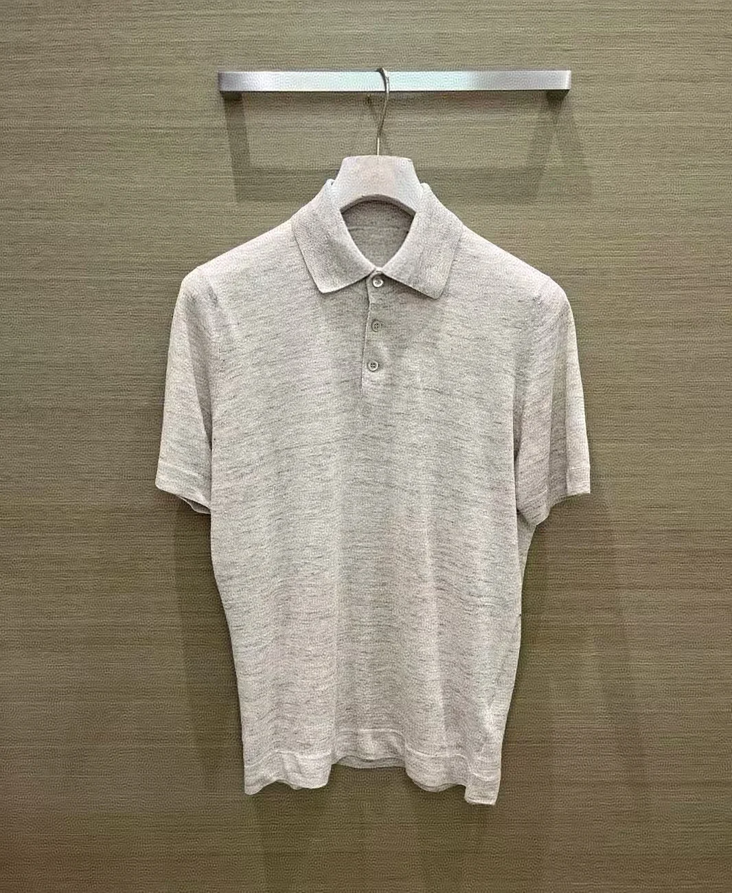 

BC 25ss linen-blend lapel short-sleeved polo shirt