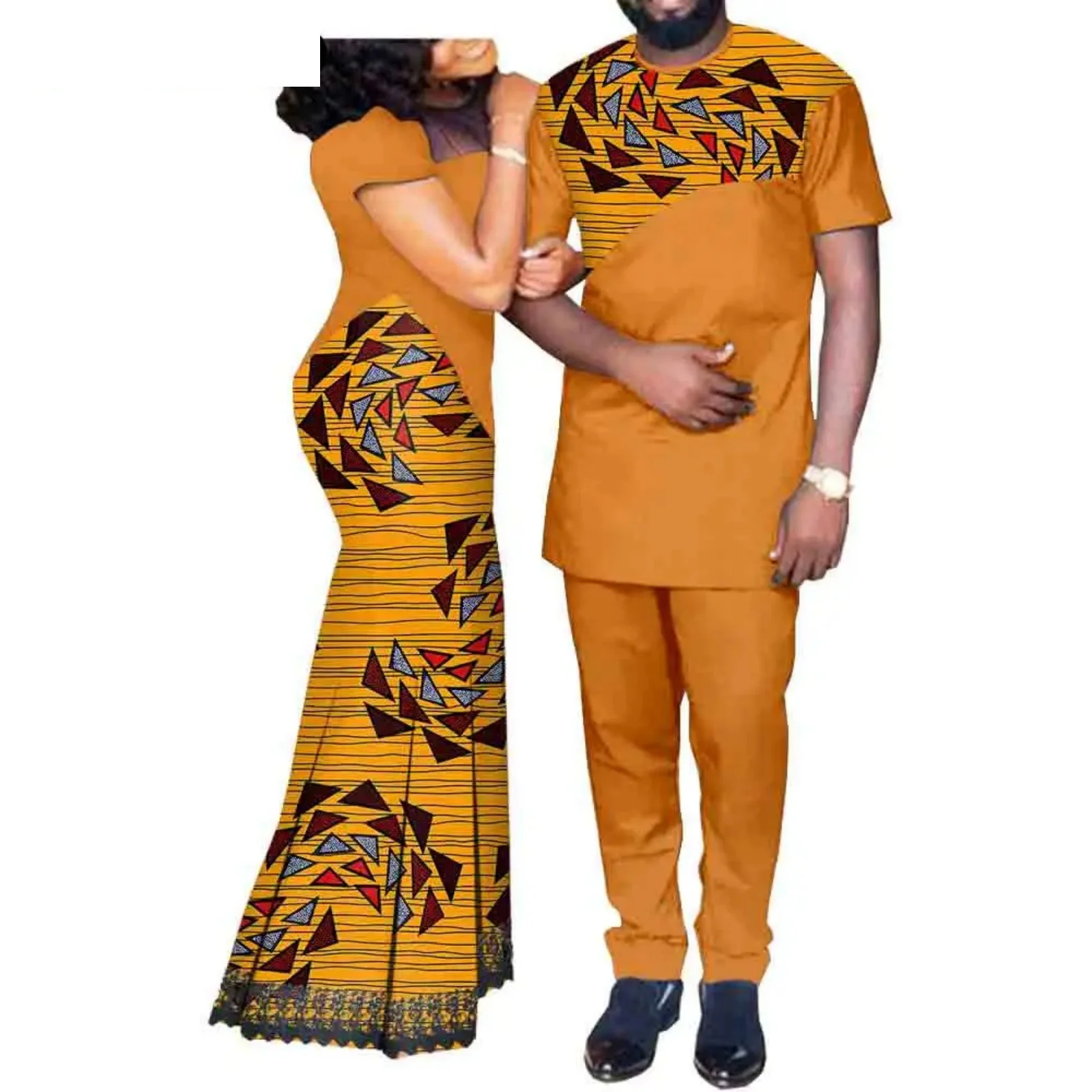 Sale ! African Print Long Mermaid Dresses for Women Match Men Outfits Men's Leisure Suit Suits for Men Clothes for Men Tracksuit
