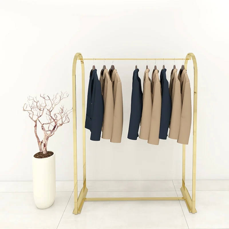 Nordic Gold Clothes Hanging Rack, Vestuário Display Stand, Loja de varejo, Boutique Fixture, Design personalizado