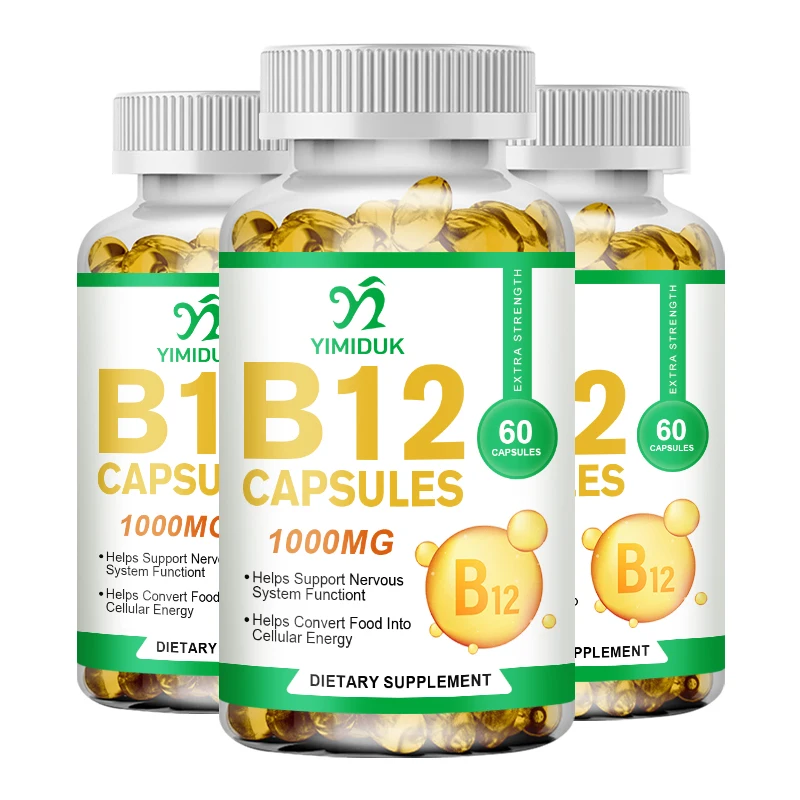 Vitamin B12 Capsules 1000mg Supports Energy Metabolism Nervous System Blood Cell Immune Health