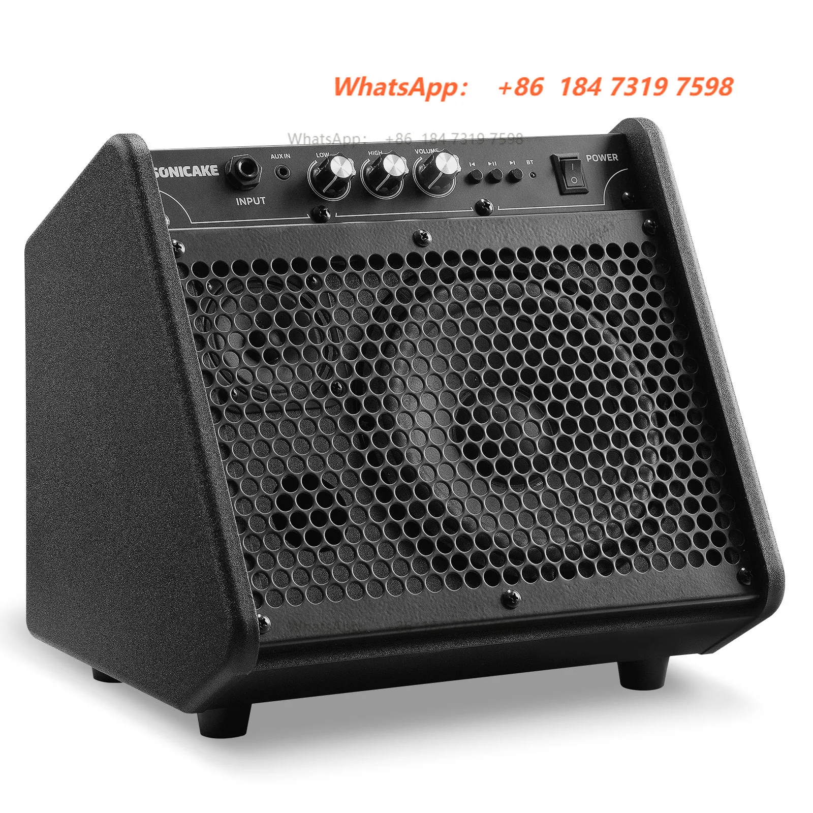 SONICAKE Electric Drum Amplifier 20W Portable Bluetooth Speaker System with Dual Drivers & USB Interface QDM-20