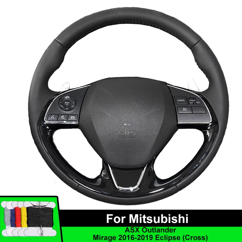 

Автомобильный чехол на руль для Mitsubishi ASX Outlander Mirage 2016-2019, Eclipse Cross Fiber, кожаные автомобильные аксессуары, накидка на руль