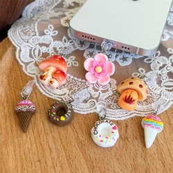 1 st Korea Leuke Roze Bloem Donut Voor Telefoon Anti Stofkap Charge Port Plug Voor iPhone Type C Stofbescherming stopper Accessoires