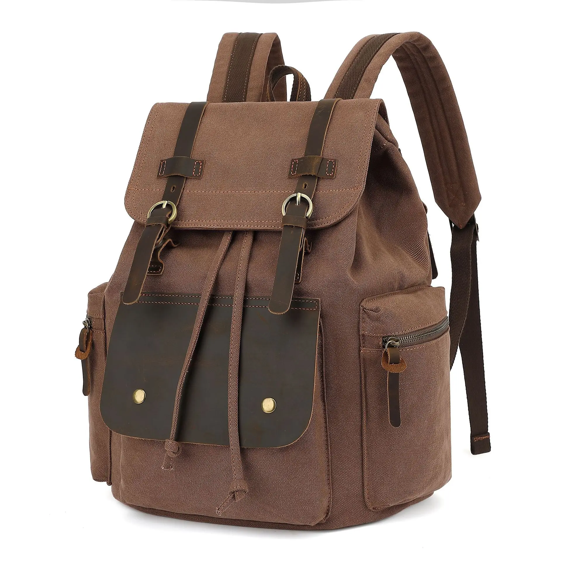 Canvas Retro Men's Bag Backpack Suitable 14 Inch Laptop Bag Vintage 36-55L Wear-resistant Backpack