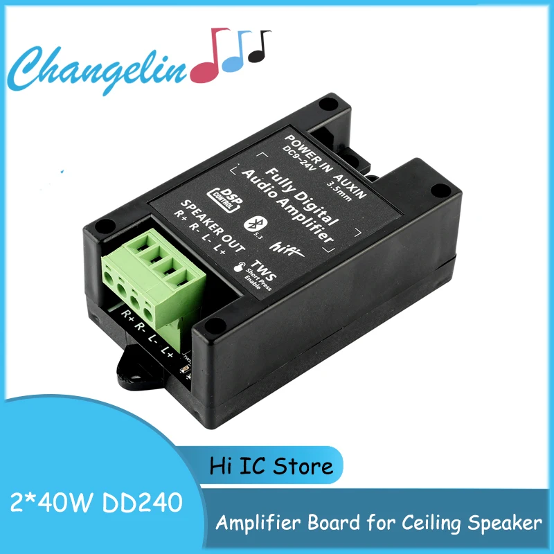 Audio Bluetooth Power Amplifier Board 2 Channel for Ceiling Speaker Background Music Amplifier 2.0*40W DD240