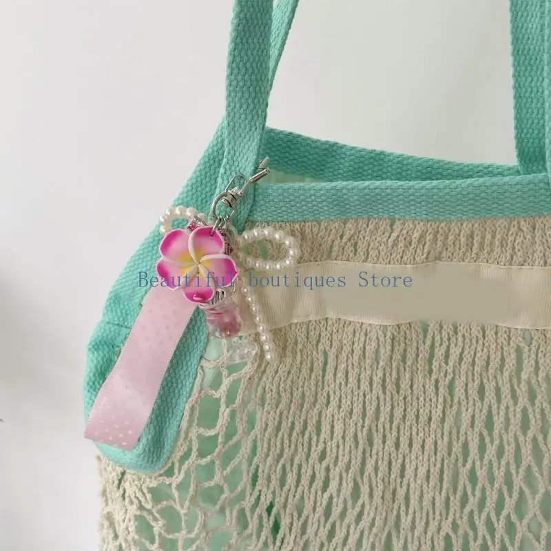 U4LF Sweet Dot Lace Egg Flower Keychain With Butterfly Bowknot Elegant Keyrings Accessory For Girls Cute Bag Charm