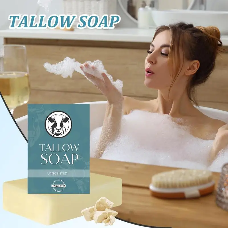 Sapone di manzo Tallow Sapone detergente viso idratante non profumato Detergente viso Prodotto per il lavaggio del viso Forniture per generi alimentari asciutti