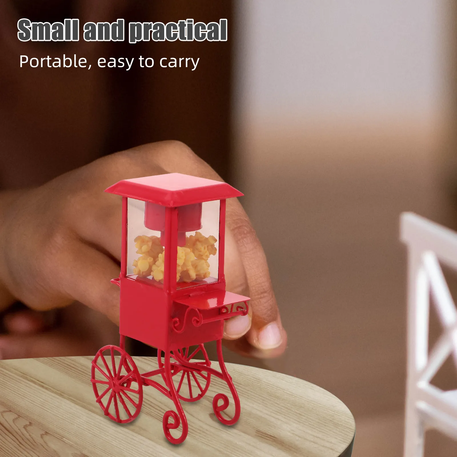1Set Mini Popcorn Machine Realistic Faux Popcorn Cart for Kids Carnival Movie Night Party Decor Lifelike Food Prop
