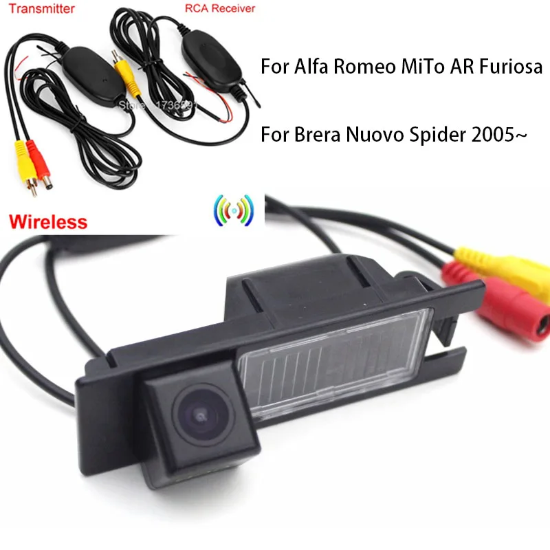 Wireless Back up Reverse Camera For Alfa Romeo MiTo AR Furiosa Brera Nuovo Spider 2007~Onwork Rear view Camera HD Night Vision