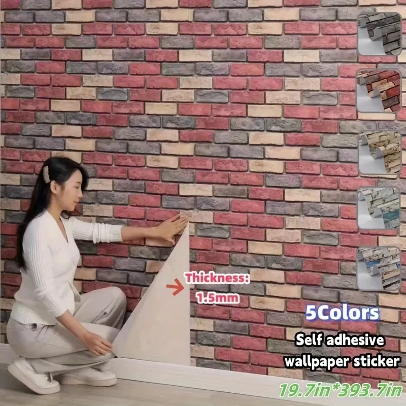 

Утолщенные удлиненные сухие клейкие обои, наклейки на стену с кирпичным узором в стиле ретро, самоклеящаяся контактная бумага, отслаивающая и прилипающая, вода