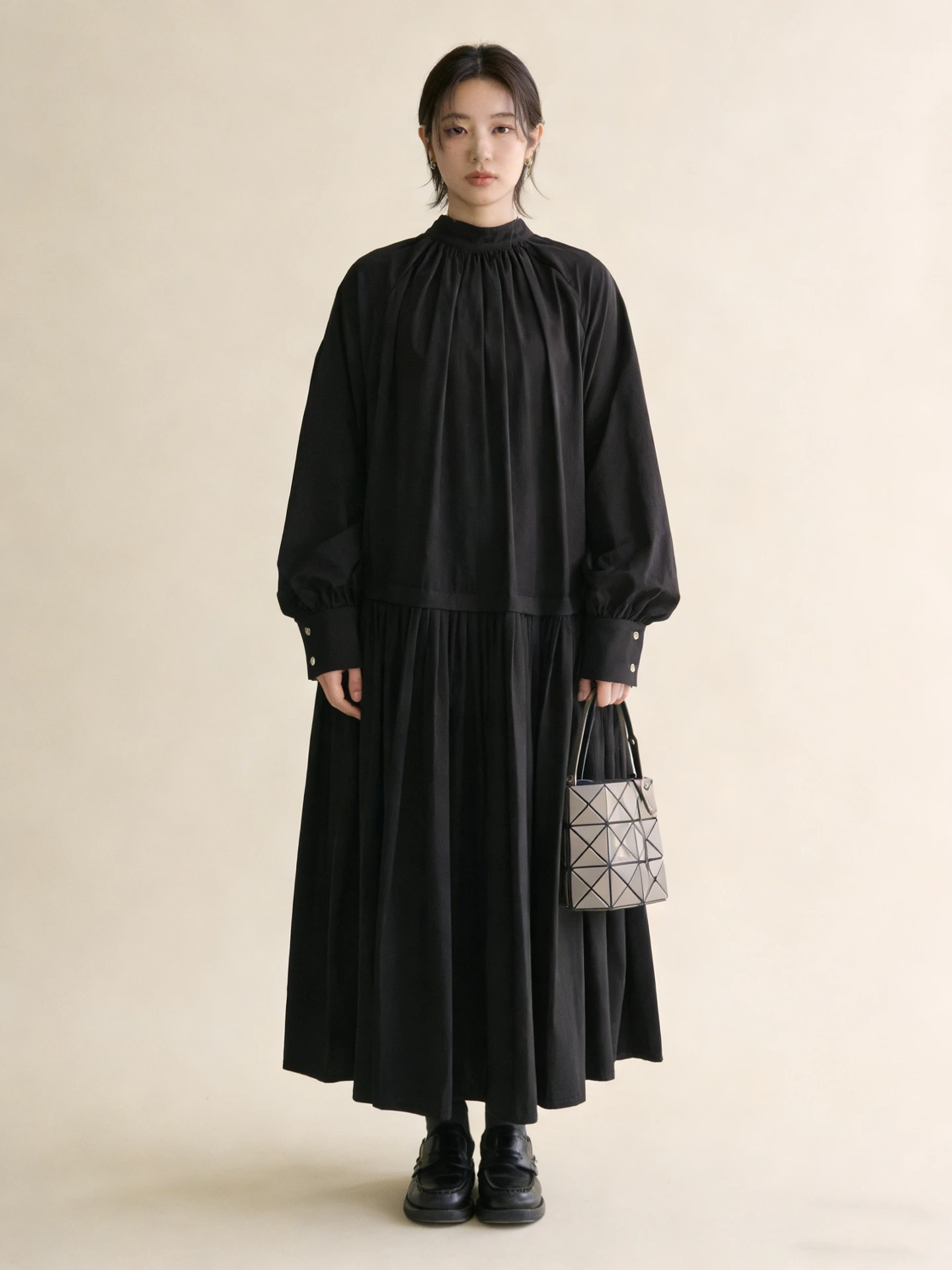 

DesiGar Japanese Sle Long Sve A-Line Bla Dr Women's Loose Flared Skirt Design Sensation Small ence