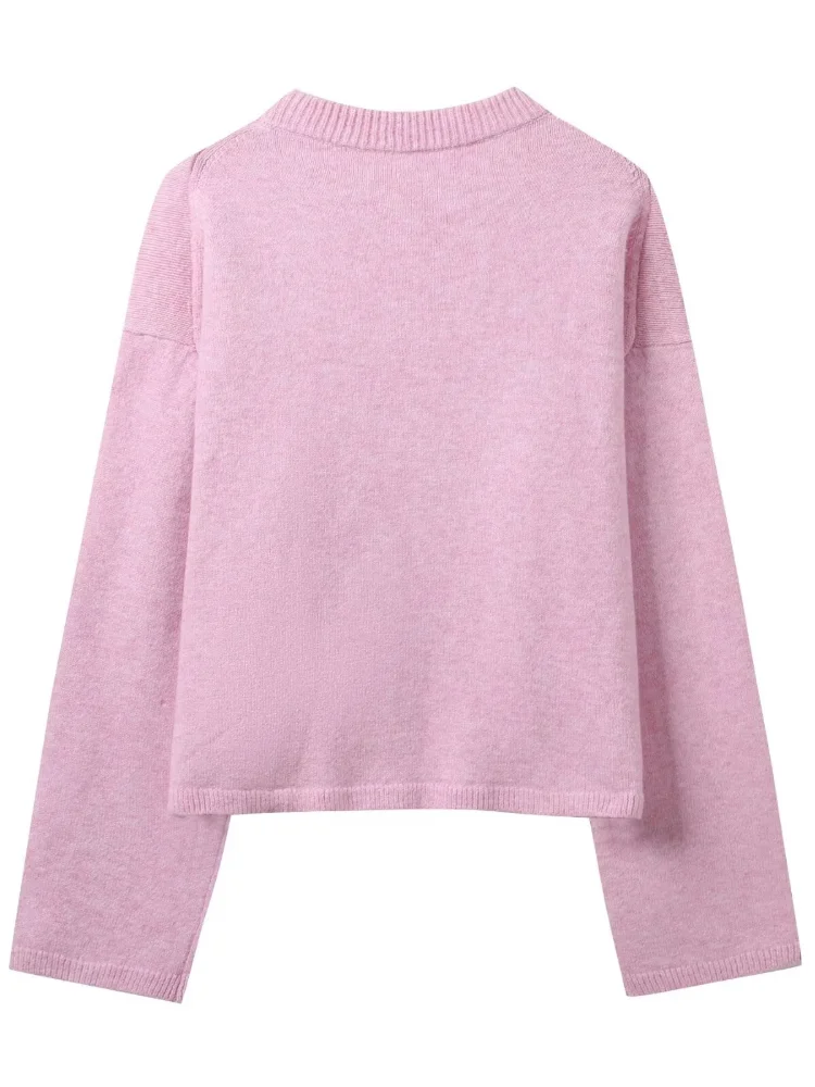 

Casual Solid Knit T Shirt Women's O Neck Long Sleeve Pullover Top Female 2025 Autumn Basic Fashion Loose Sweater T Shirt