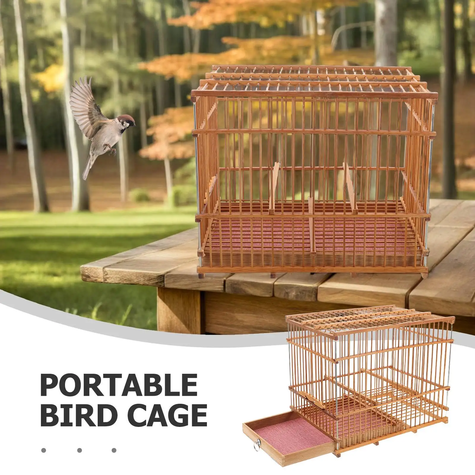 Bamboo Woven Small Bird Cage Outdoors Bird Carrier Case Portable And Lightweight Parrot Cage For Finch Canary And Parakeet
