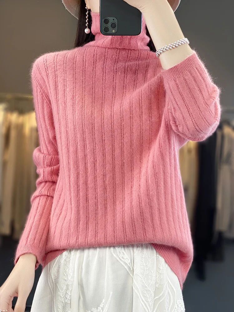 100% Mink Cashmere Sweater Female Basic Long Sleeve Pullover Autumn Winter Turtleneck Cashmere Women Knitted Clothing Tops