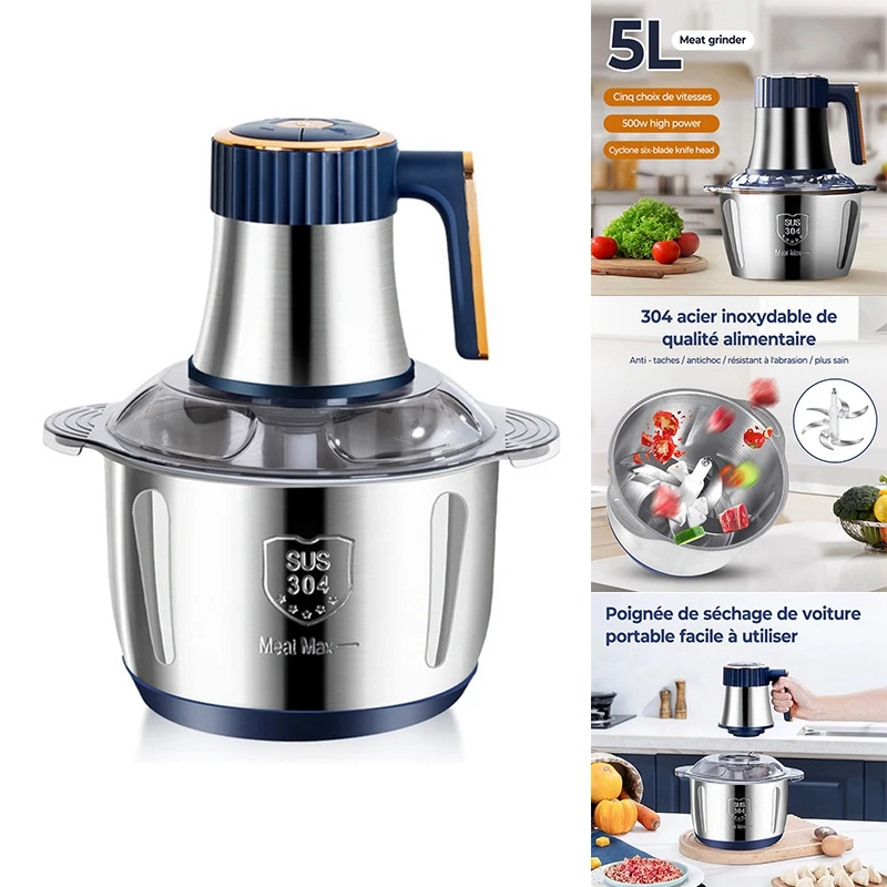 Electric Meat Grinder 5L Food Crusher Multifunction Vegetable Fruit Food Processor Chopper Kitchen Machine