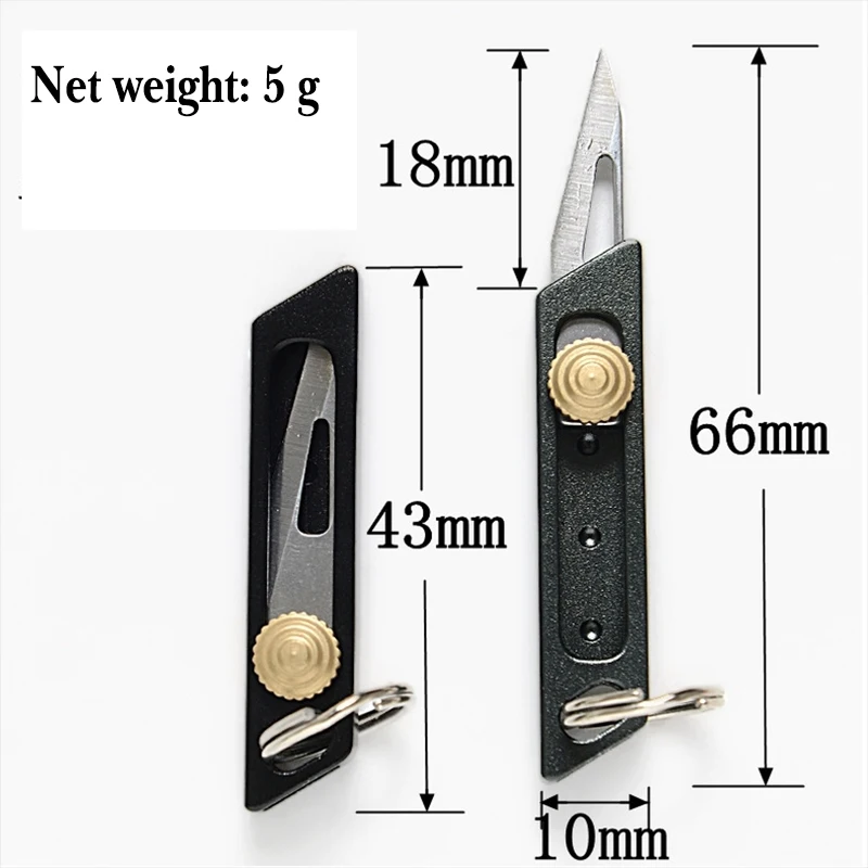 Mini cuchillo de aleación de titanio, pequeño cuchillo afilado de autodefensa, llavero colgante, Gadget portátil, artefacto de desembalaje exprés