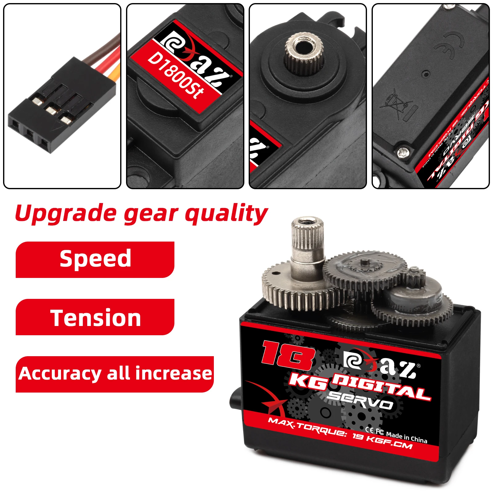 RCXAZ Digital Servo Rotation 180° Metal Gear Servo 18KG 20KG 24KG High Speed Servo for RC Car Robot Boat RC Helicopter