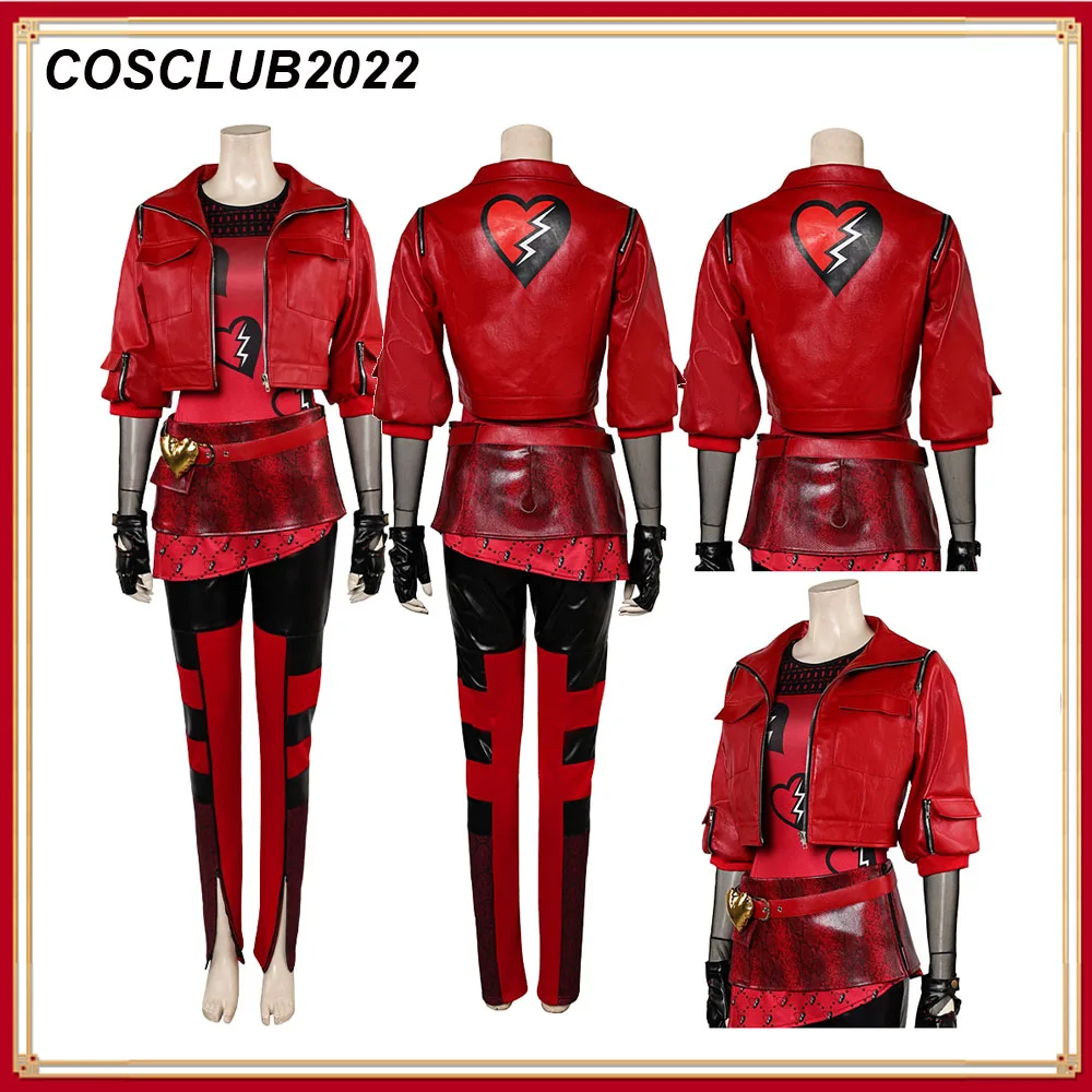 Fantasia Halloween Movie Descendants Red Cosplay Costume Wigs Women Outfits Roleplay Jacket Pants Shirt Belt Carnival Party Suit