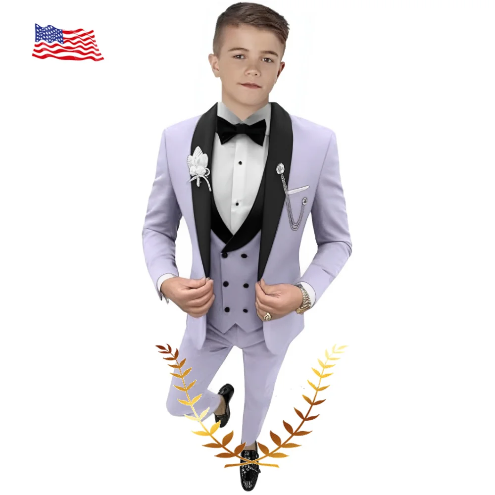 

Elegant Boy's Suits Formal Slim Fit 3 Piece Kids Tuxedo Jacket Blazer Vest Pants for Wedding Prom Party