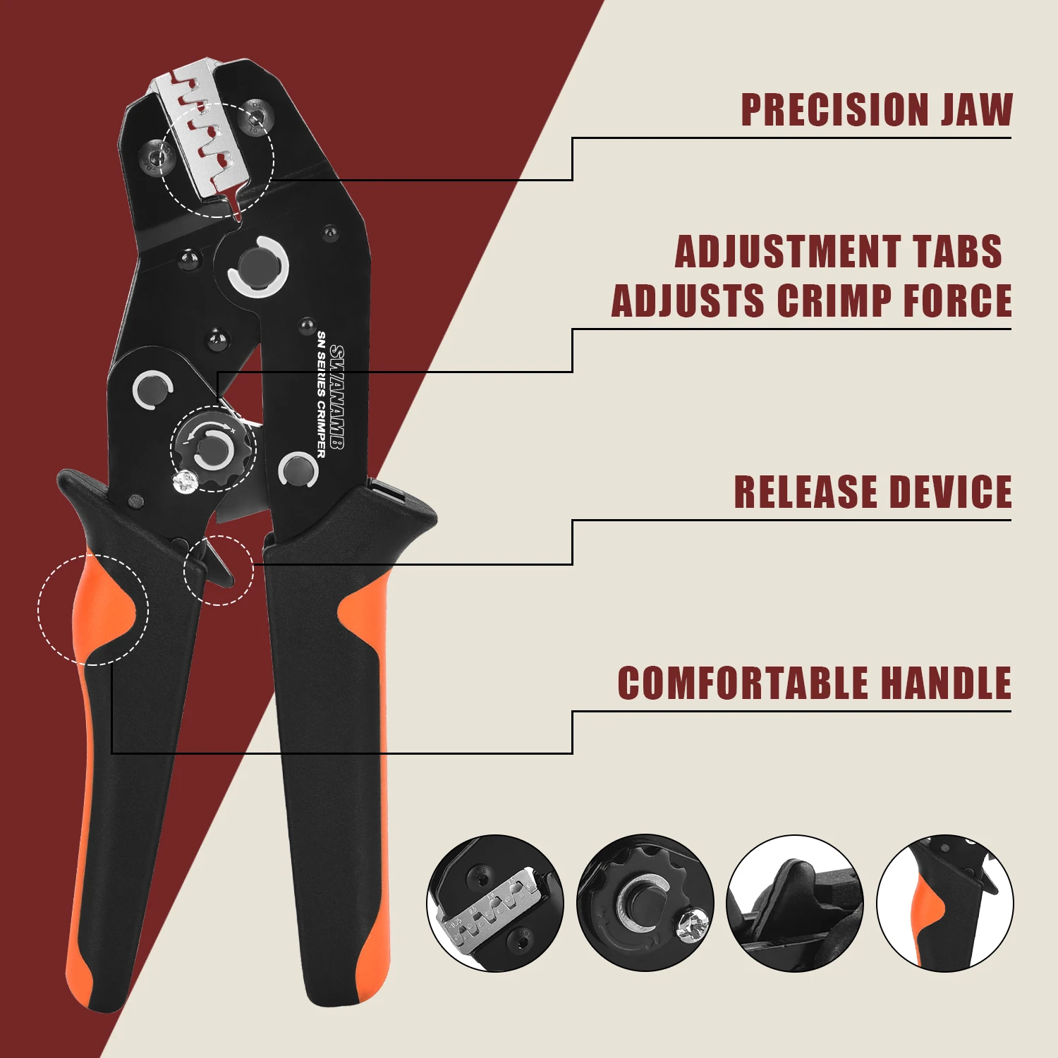 Ratchet Crimping Tool Kit With Interchangeable Jaws For Insulated Non-Insulated Terminals, Open Barrel, Dupont Connector,Sleeves