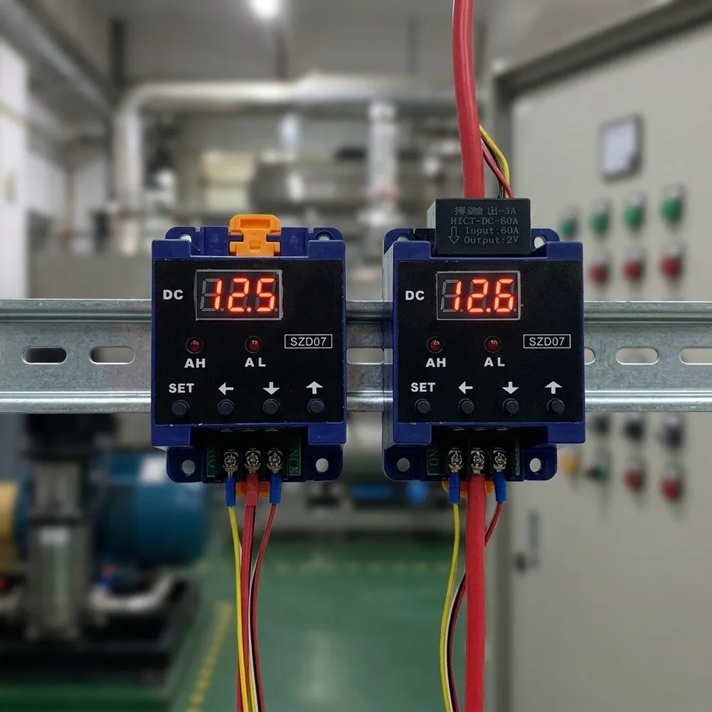 DC Digital Ammeter SZD07 0.3-50A Measurement Hall Effect Sensor 6A/250VAC Relay for contact Capacity for Alarm Output