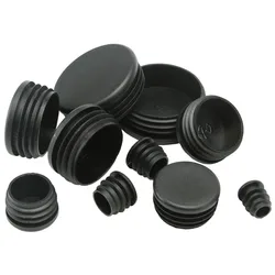Cubierta de tubo de 2-10 piezas, tapón interno redondo, Tapón de Inserción de plástico negro, 16, 19, 22, 25, 30, 35, 40, 45, 50, 60, 70mm