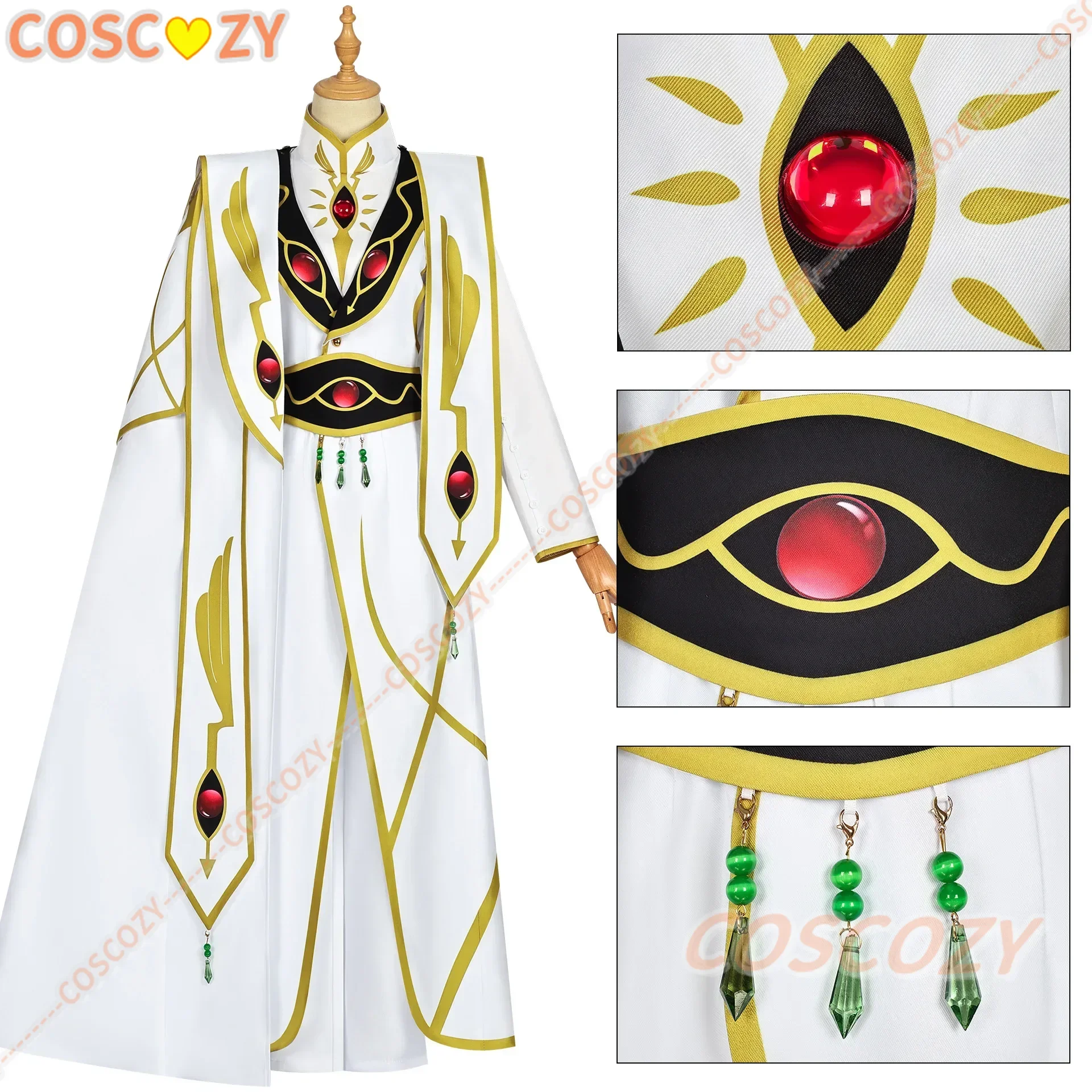 Anime Code Geass Lelouch Lamperouge Emperor Ver. Cosplay Costume Party Carnival Gorgeous White Cloak Coat Hat Belt Suit Wig Prop