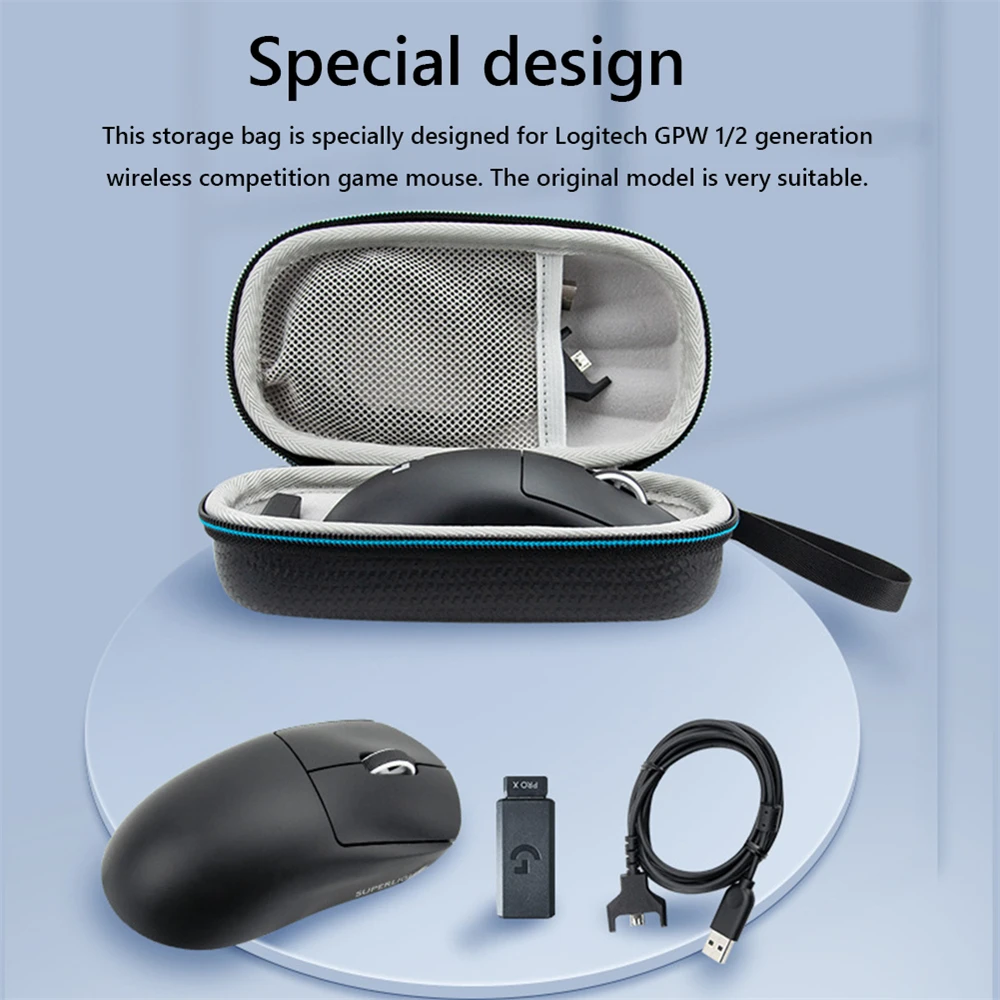 For Logitech G PRO X SUPERLIGHT GPW Portable Zipper Hard EVA Mice Storage Bags Wireless Mouse Case Pouch Waterproof Mouse Cover