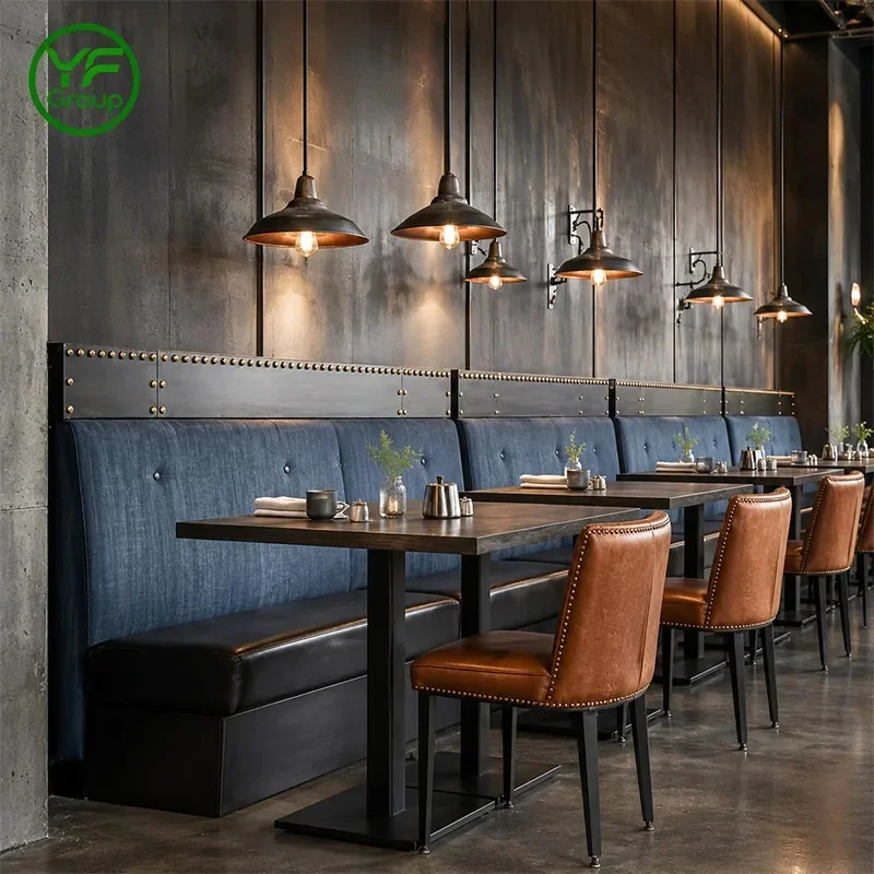 Hot Sales Custom Commercial Luxury Booth Seating Restaurant Furniture Solid Wood Table and Chair for Hotel Bistro