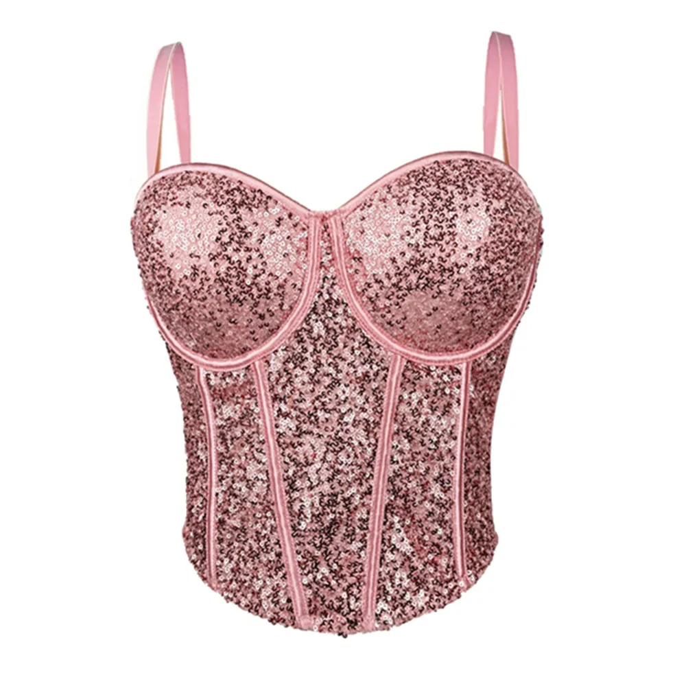 

Y2k Топ Женская Одежда Летняя Мода Блестки Рыбья Кость Майки Корсет Тонкий Hotsweet Слинг Майка Для Девочек Сладкие Укороченные Топы Уличная Одежда