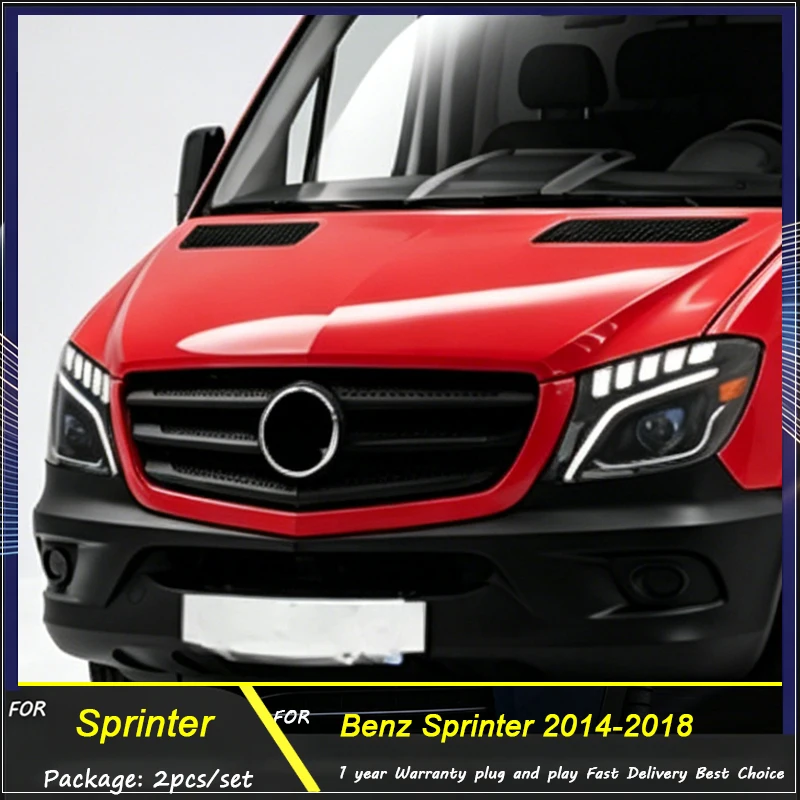 

LED Projector Headlights For Mercedes Sprinter w906 2014-2018, Modified Head Lamps With LED DRL & Sequential Sweep Turn Signals