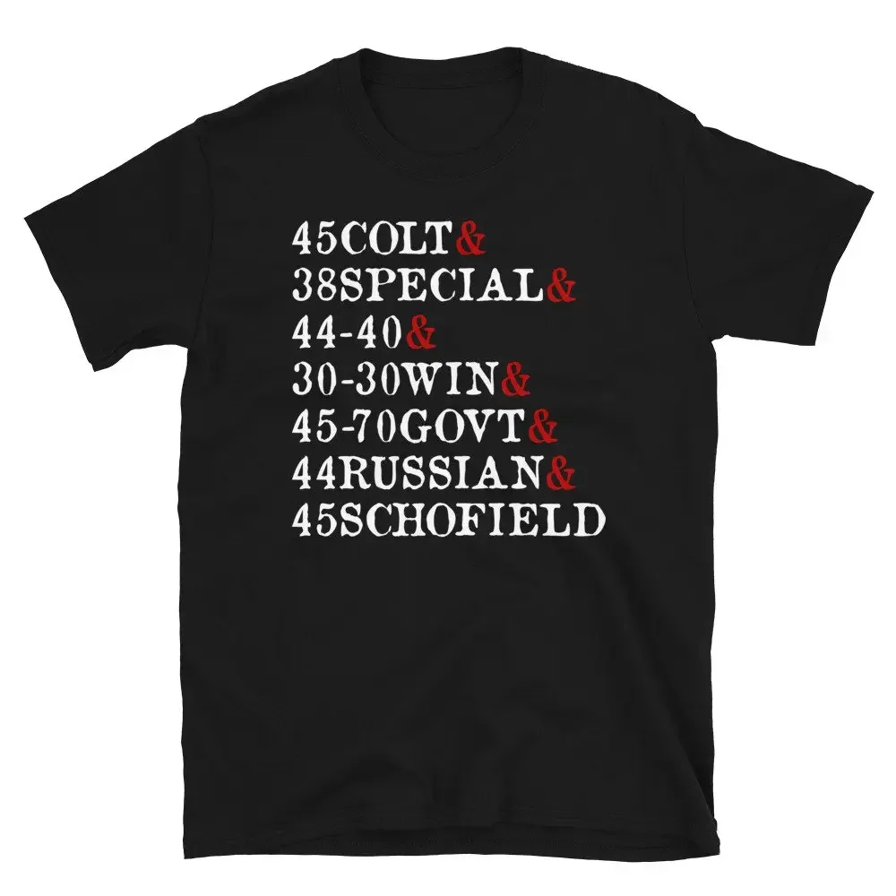 Camiseta Cowboy Action Cartridges Gun Rights 45 Colt 38 Special 44 40 30 WIN 70 GOVT Schofield