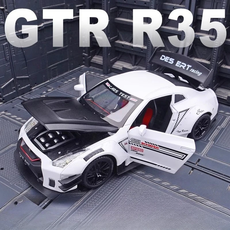 1:24 GTR R35 合金モデル おもちゃ ダイキャストカー ドア開閉 ミニチュアモデル プルバック式 子供向け コレクションギフト