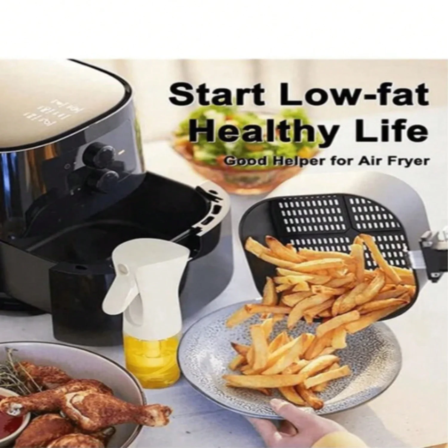 1 قطعة 300 مللي بخاخ زيت شفاف حديث من البلاستيك الأسود 300 مللي ، زجاجة رذاذ زيت للمطبخ ، للتخييم والشواء والسلطة والتحميص ، Co