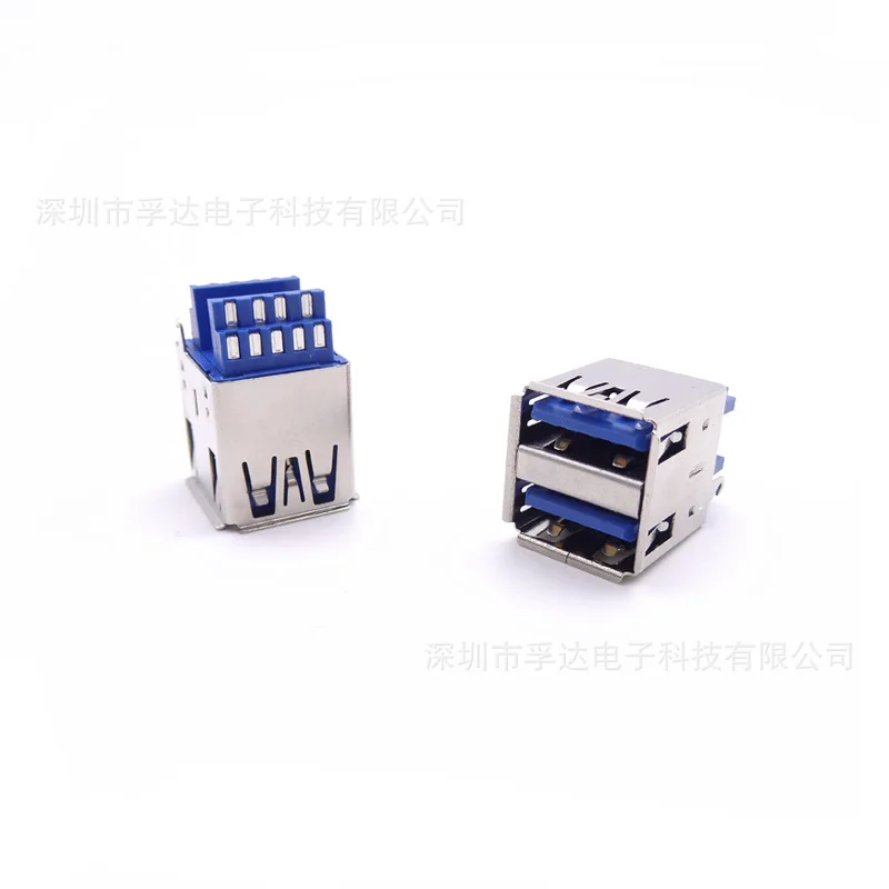 For USB30 0 double-layer double-layer usb30 0 welding wire female seat with hook foot, double step welding wire crimping
