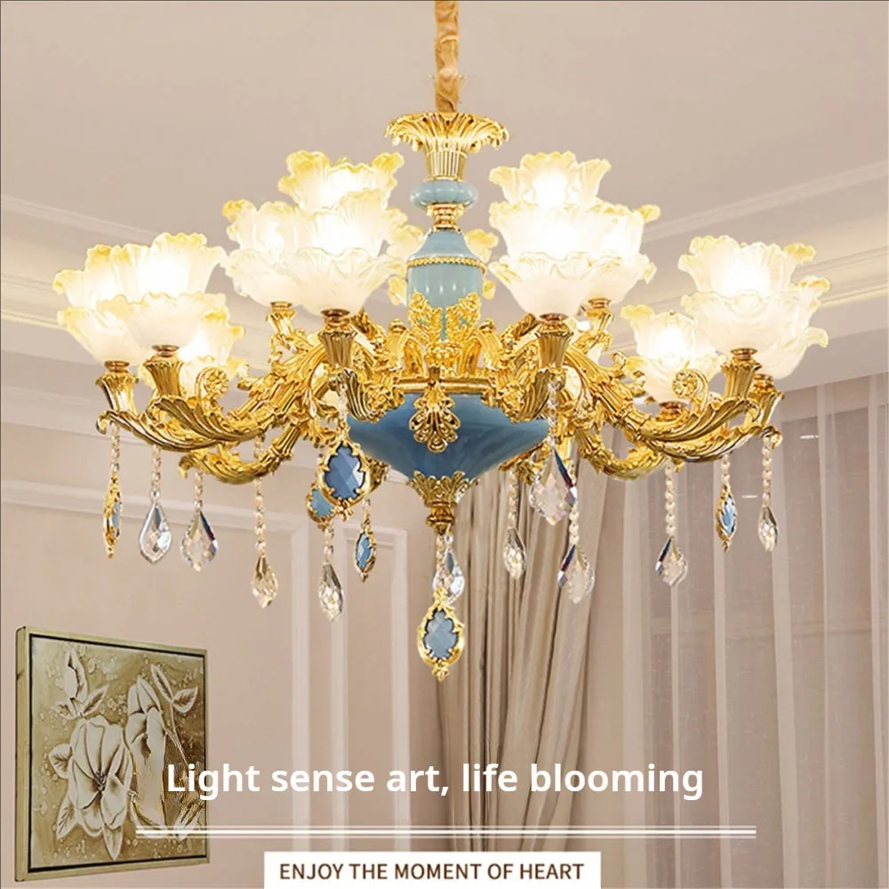 

French Crystal Chandelier New Living Room Light Simple Atmosphere Restaurant Light Luxury Bedroom Light European Villa Lighting