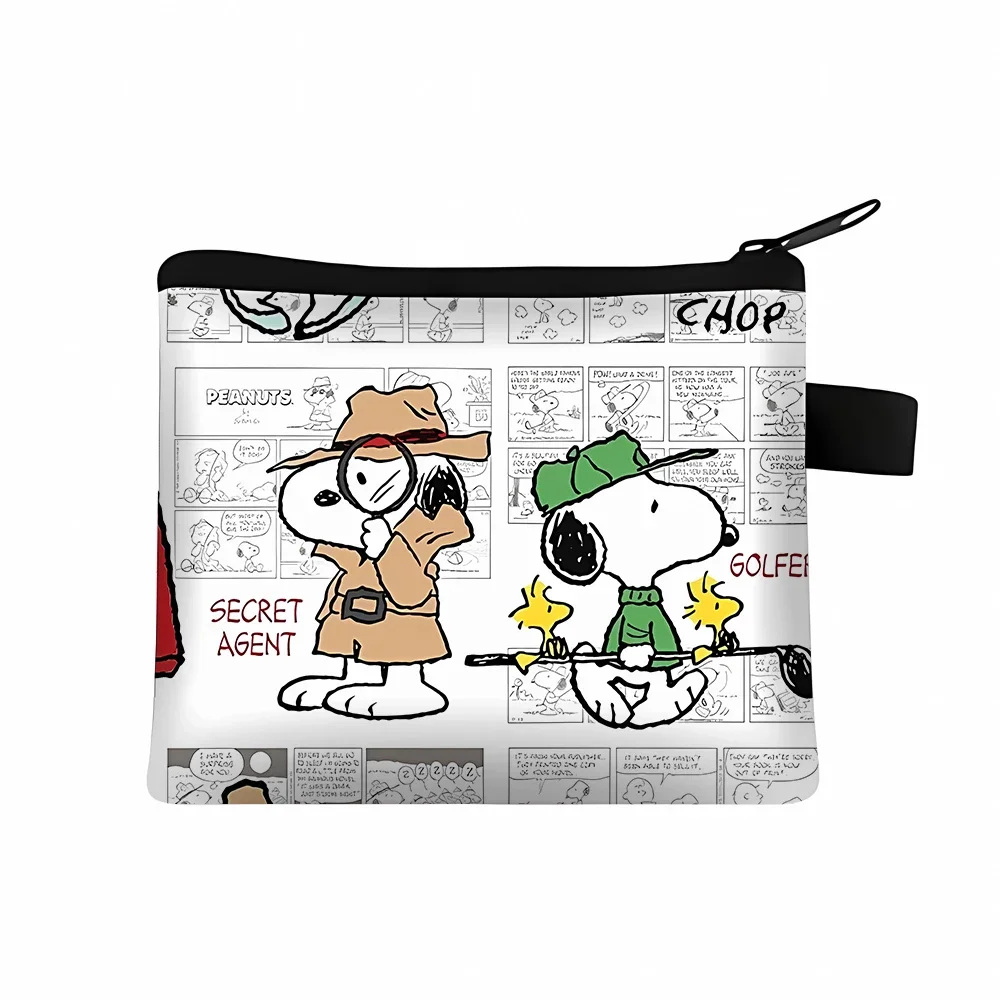 Portamonete Snoopys Portafoglio piccolo in legno carino Auricolari divertenti Borsa portaoggetti per chiavi Portaoggetti portatile alla moda Regali di Natale di compleanno